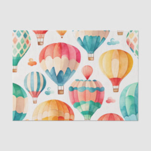 Colourful Hot Air Balloons Watercolor Art Tissue Paper