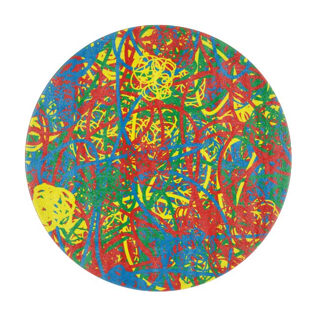 Colourful hot mess blast multi colour splash rainb cutting board (Front)