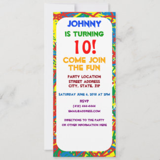 Colourful hot mess blast multi colour splash rainb invitation