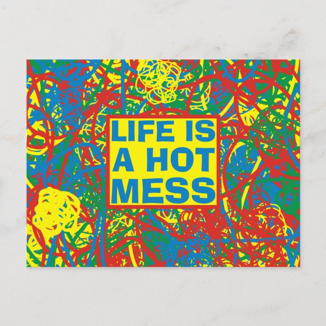 Colourful hot mess blast multi colour splash rainb postcard (Front)