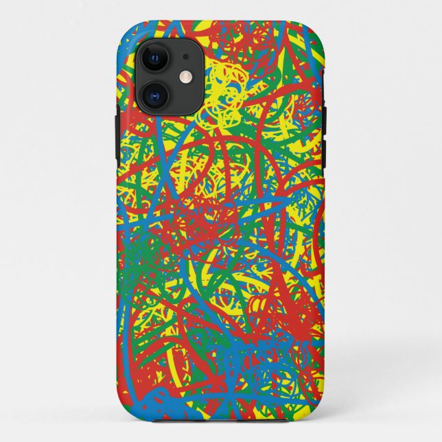 Colourful hot mess blast red blue yellow green art Case-Mate iPhone case (Back)