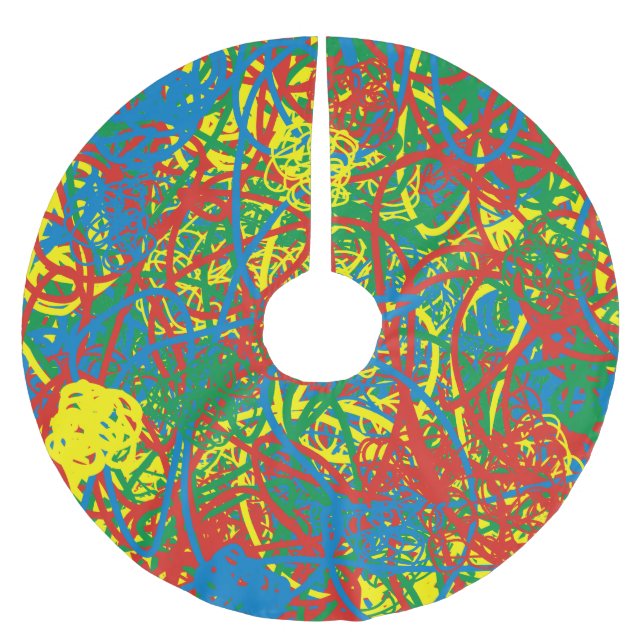 Colourful hot mess Christmas colour splash rainbow Brushed Polyester Tree Skirt (Front)