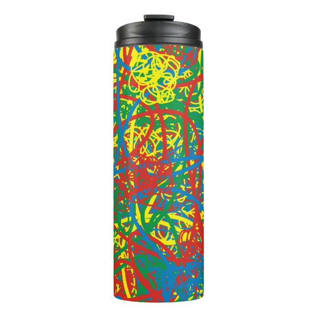 Colourful Hot Mess Red Blue Yellow Green Abstract  Thermal Tumbler (Front)