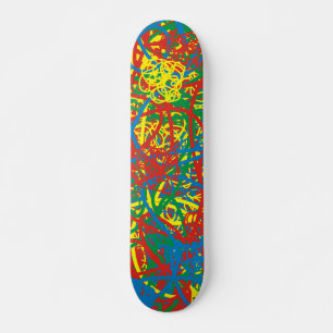 Colourful hot mess red yellow green blue graffiti  skateboard