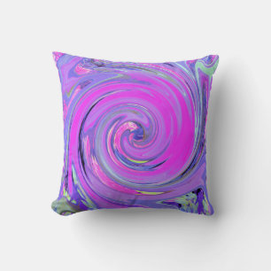 Colourful Hot Pink and Purple Boho Hippie Swirl Cushion