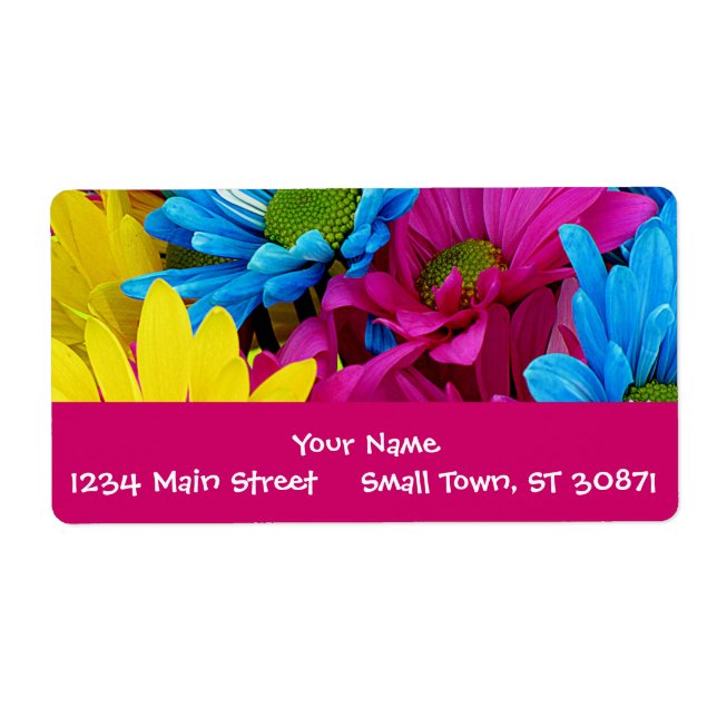 Colourful Hot Pink Teal Blue Gerber Daisies Flower (Front)
