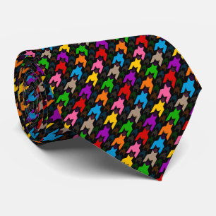 Colourful Houndstooth Pattern Black Tie