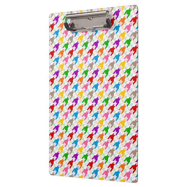 Colourful Houndstooth Pattern White  Clipboard (Left)