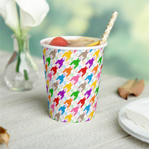 Colourful Houndstooth Pattern White Paper Cups