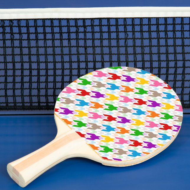 Colourful Houndstooth Pattern White  Ping Pong Paddle (Insitu)