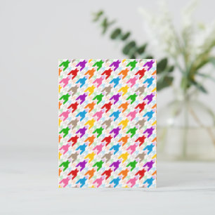 Colourful Houndstooth Pattern White Postcard