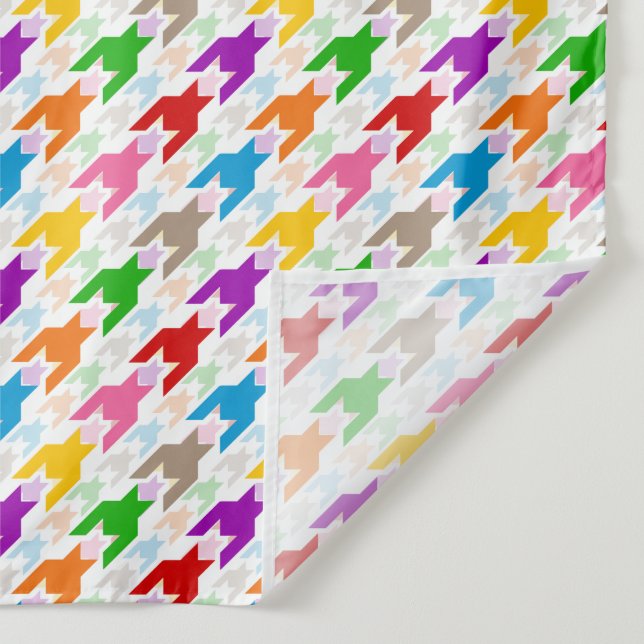 Colourful Houndstooth Pattern White  Tapestry (Detail)