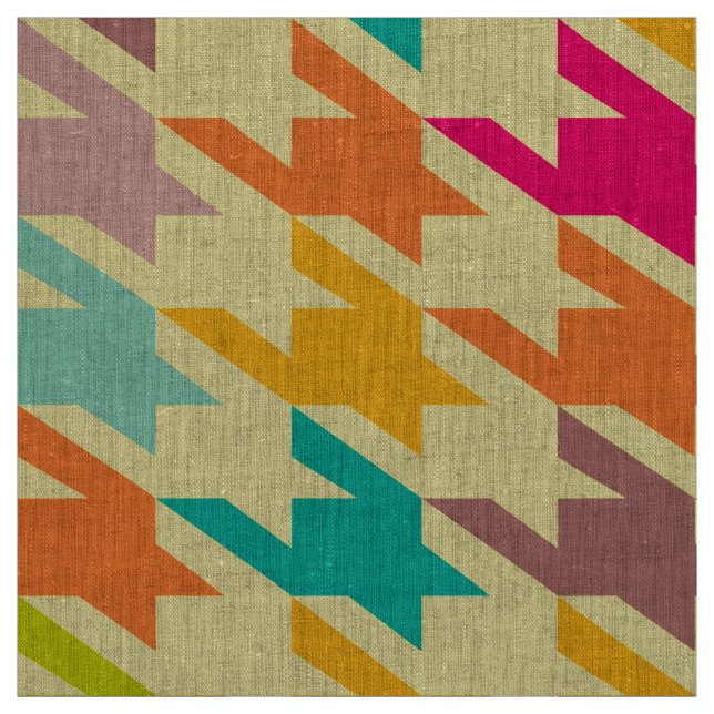 Colourful Houndstooth Seamless Pattern Fabric (Swatch)