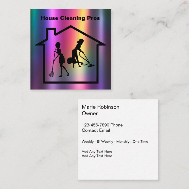 Colourful House Cleaning Services Business Card (Front/Back)