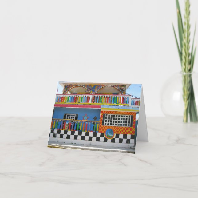 Colourful House on Isla Mujeres, Mexico Card (Front)