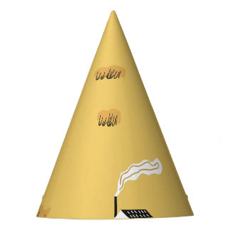 Colourful house, trees, horses landscape party hat