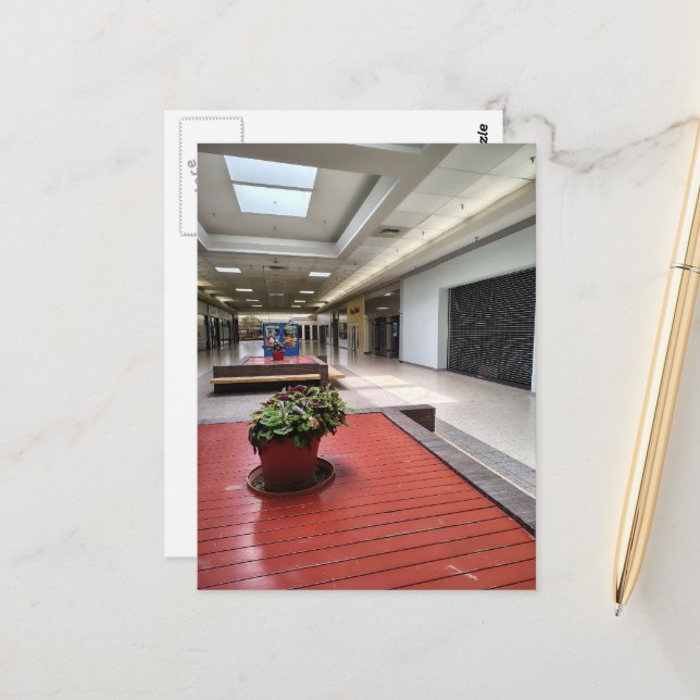 Colourful Houseplants Liminal Space Abandoned Mall Postcard (Front/Back In Situ)
