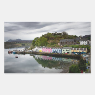 Colourful houses in Portree, Skye Rectangular Sticker
