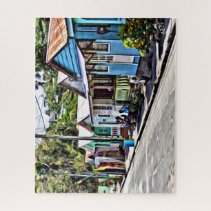 Colourful houses in St-Lucia, Virgin Islands Jigsaw Puzzle