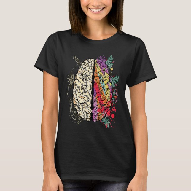 Colourful Human Brain Science And for Neuroscience T-Shirt (Front)