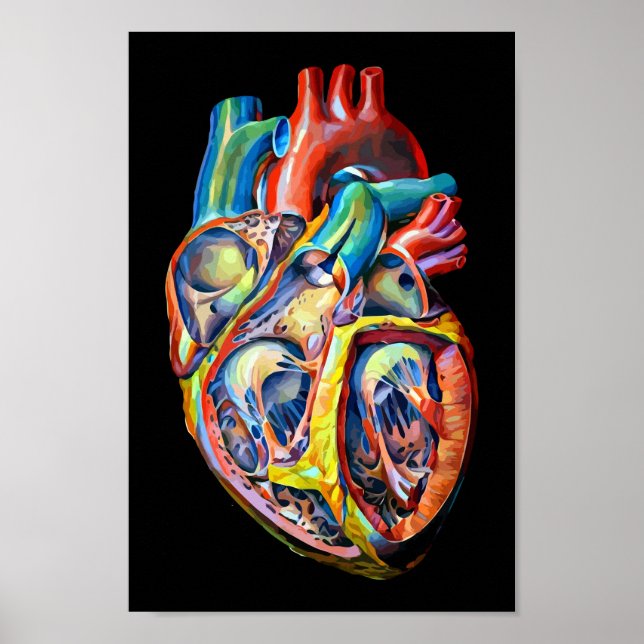 colourful human heart anatomy abstract art poster (Front)
