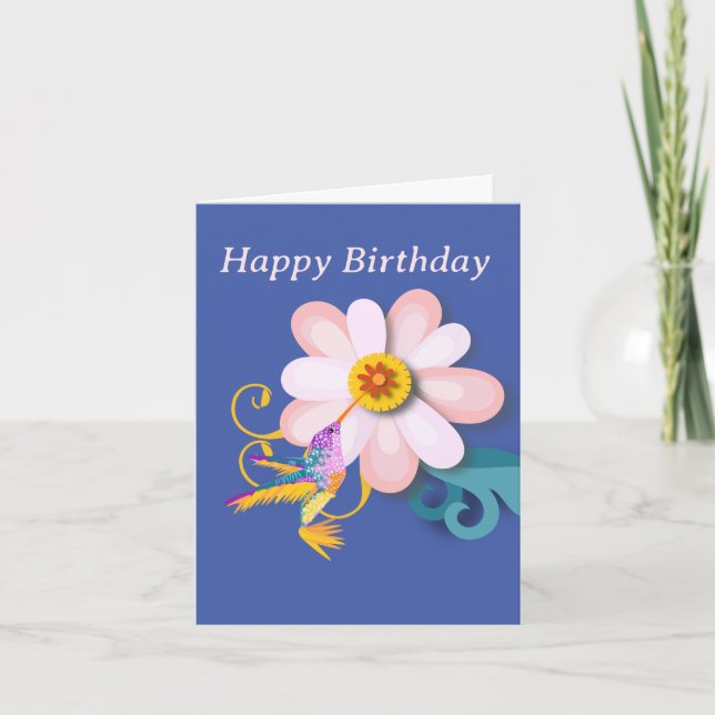 Colourful Humming Bird Editable Card (Front)