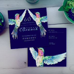 Colourful Hummingbird ANY Birthday Brunch Invitation