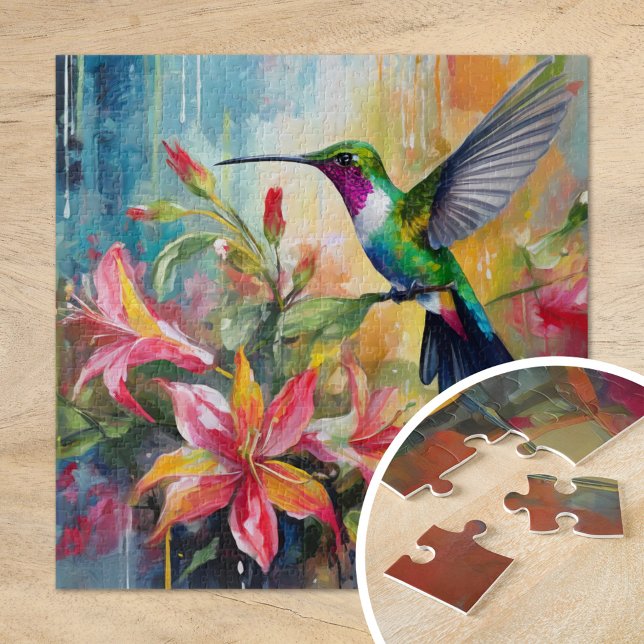 Colourful Hummingbird Modern Art Jigsaw Puzzle (Creator Uploaded)