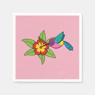 Colourful Hummingbird on Hibiscus Tropical Flower Napkin