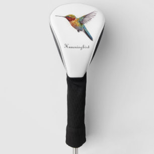 Colourful hummingbird pointillism customisable golf head cover