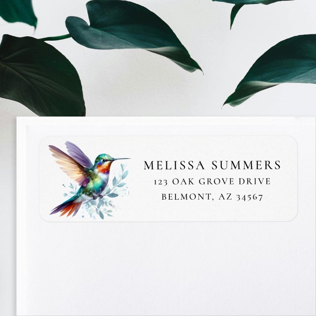 Colourful Hummingbird Return Address Label (Creator Uploaded)