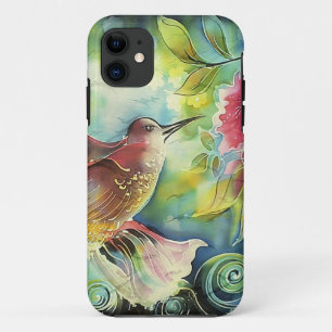Colourful Hummingbird Silk Art Painting Case-Mate iPhone Case