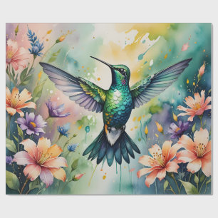 colourful hummingbird wrapping paper