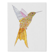 Colourful Hummingbird x2 Faux Canvas Print