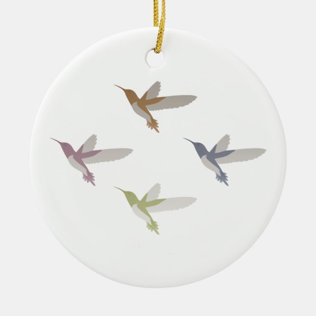 Colourful Hummingbirds Ceramic Tree Decoration (Front)