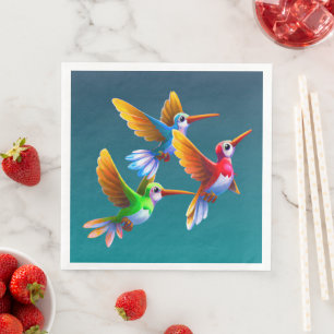 Colourful Hummingbirds in Flight Napkin