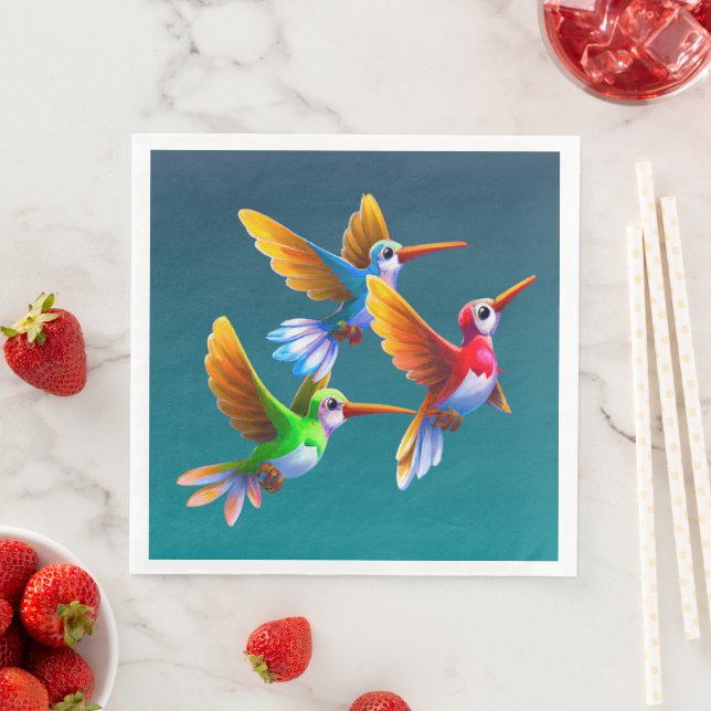 Colourful Hummingbirds in Flight Napkin (Insitu)