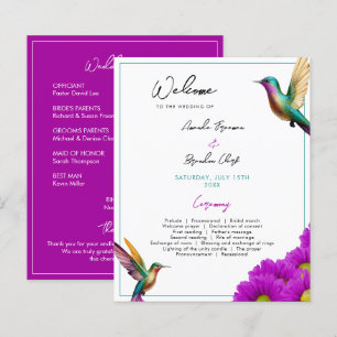 Colourful Hummingbirds Purple Daisies Wedding