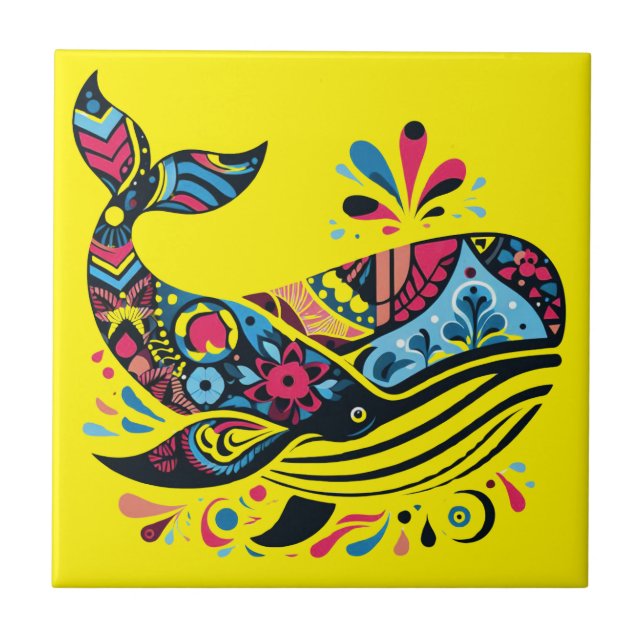 Colourful Humpback Whale  Tile (Front)