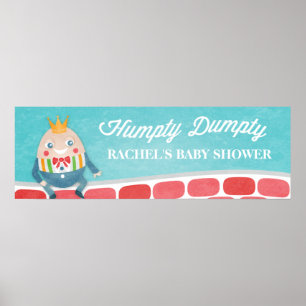 Colourful Humpty Dumpty Baby Shower Party Banner Poster