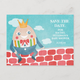 Colourful Humpty Dumpty Baby Shower Save the Date Announcement Postcard