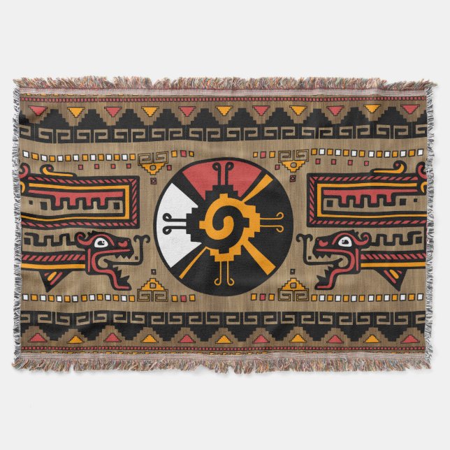 Colourful Hunab Ku Mayan symbol #5 Throw Blanket (Front)