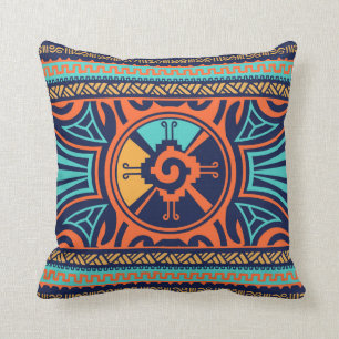 Colourful Hunab Ku Mayan symbol Cushion