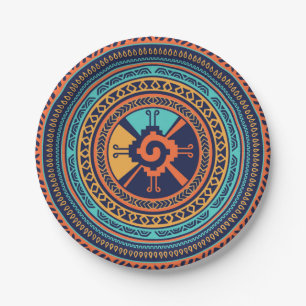 Colourful Hunab Ku Mayan symbol Paper Plate