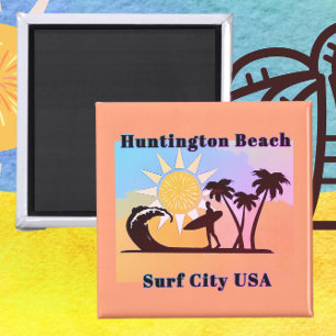 Colourful Huntington Beach CA Surf City USA Magnet