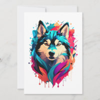 Colourful Husky Dog Head Vibrant Husky Lovers 