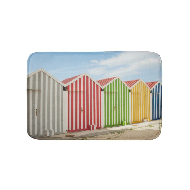 Colourful Huts On Beach Bath Mat (Front)