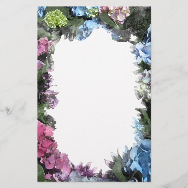 Colourful Hydrangea Blossoms Stationery (Front)