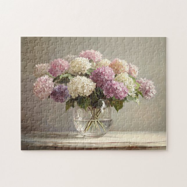 Colourful Hydrangea Bouquet Still Life Jigsaw Puzzle (Horizontal)
