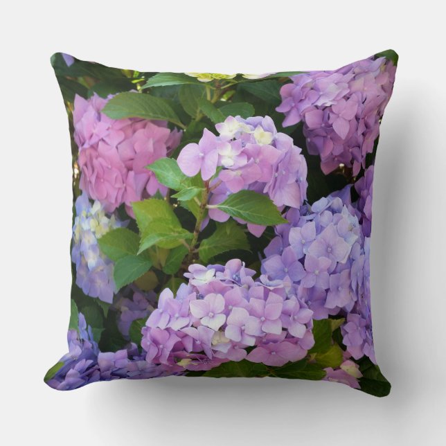 colourful hydrangea cushion (Front)